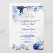 Cérémonie de Nikah ou Valima Invitation Gold Bleu (Devant / Derrière)