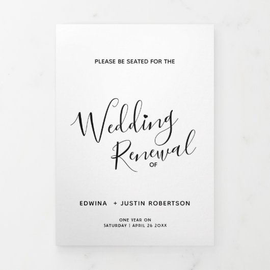 Cérémonie de renouvellement du mariage programme n (Page de couverture)