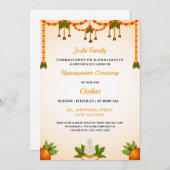 Cérémonie d'invitation Upanayanam, Invitation de f (Devant / Derrière)