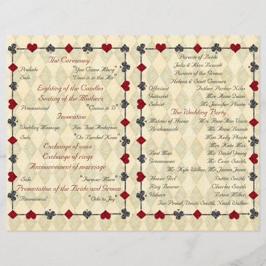 Cérémonie du programme de mariage, Alice au pays d (Dos)