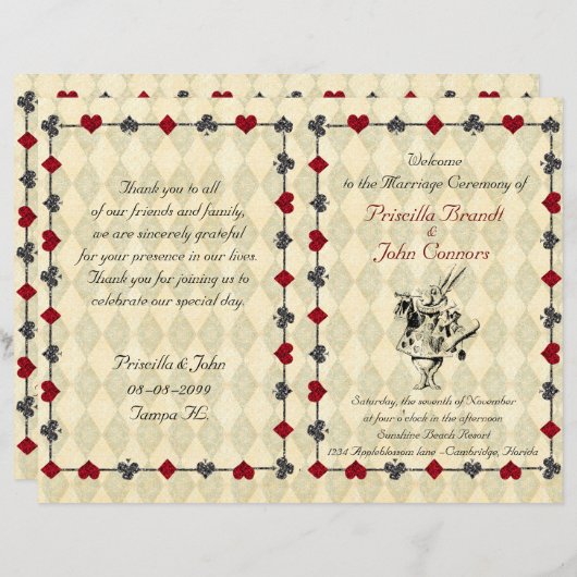 Cérémonie du programme de mariage, Alice au pays d (Devant / Derrière)