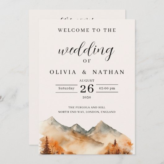 Cérémonie du programme de mariage d'automne en mon (Devant / Derrière)