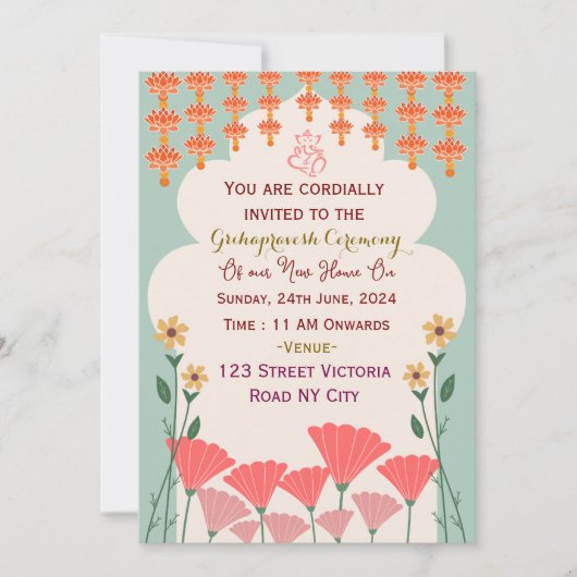 Cérémonie Grihapravesh Invitations (Devant)