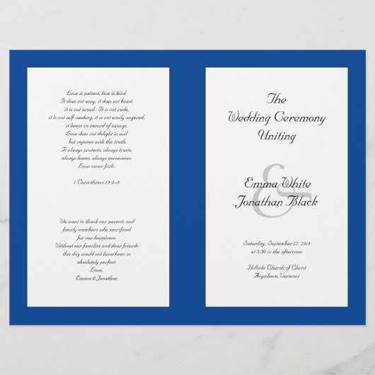 Cérémonie Mariage catholique Modèle du programme p (Devant)