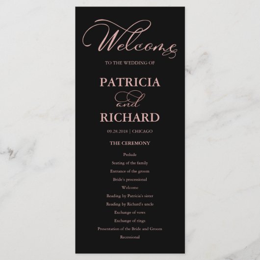 Cérémonie mariage de l'ordre du service Programme  (Devant)