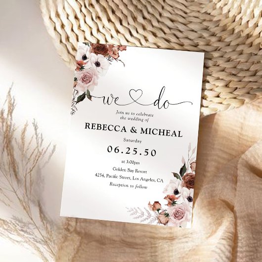 Cérémonie Mariage de soie Florale Invitation