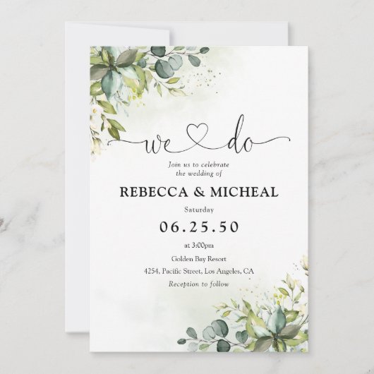 Cérémonie Mariage de verdure Invitation (Devant)