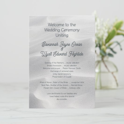 Cérémonie Mariage des dunes de plage du programme (Debout devant)