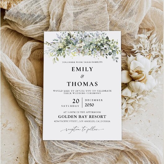 Cérémonie Mariage florale Eucalyptus Invitation