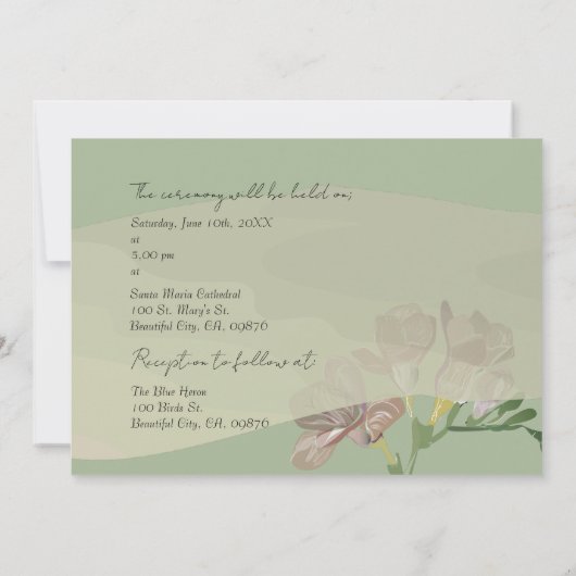 Cérémonie mariage Fresia Invitation (Dos)