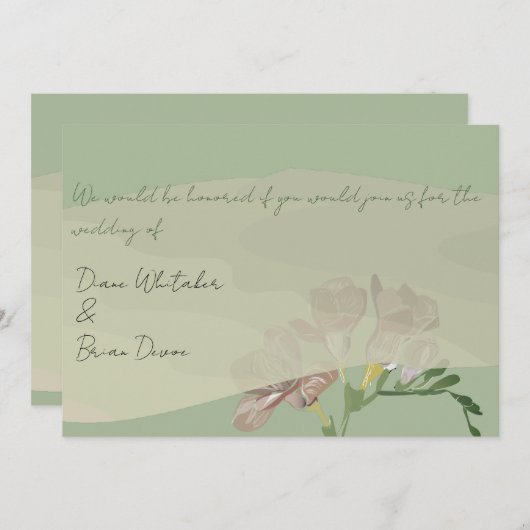 Cérémonie mariage Fresia Invitation (Devant / Derrière)