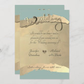 Cérémonie mariage Invitation Portrait doré (Devant / Derrière)