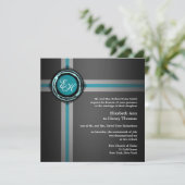 Cérémonie Mariage Invitation Turquois gris emboute (Debout devant)