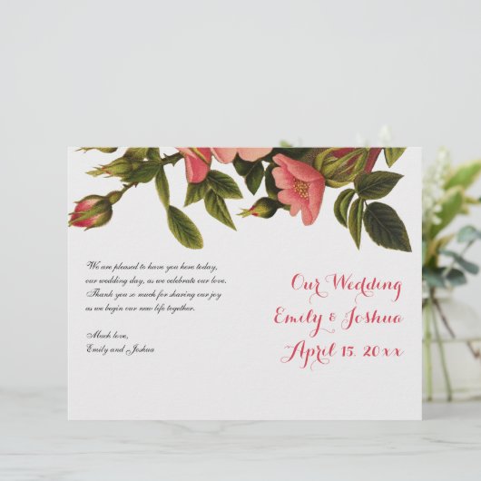 Cérémonie mariage Modèle Floral Programme Flyer Ci (Debout devant)