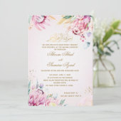 Cérémonie Nikah ou Valima Invitation Or rose (Debout devant)