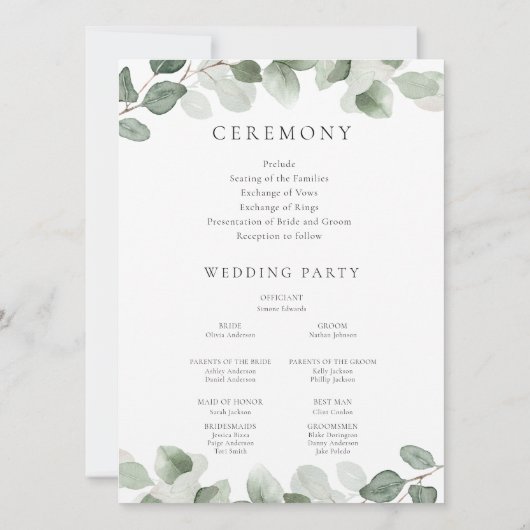 Cérémonie ou programme d'accueil des Mariages de l (Dos)