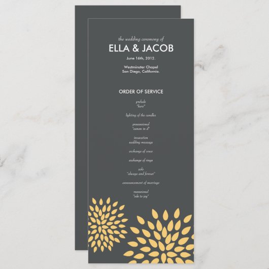 Ceremonie programma // Posh bloemblaadjes // Sunsh (Voorkant / Achterkant)