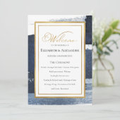 Ceremonie programma's | Navy Blue Bruiloft Abstrac Kaart (Staand voorkant)