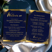 Ceremonie programma's | Navy Blue Bruiloft Abstrac Kaart