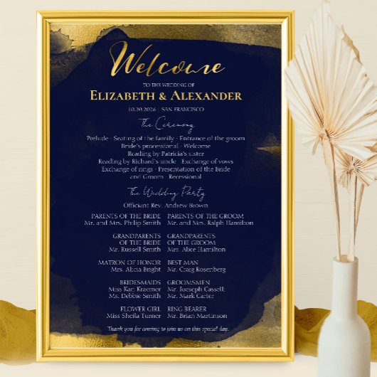 Ceremonie Programma's Tekens | Blauwe bruiloft Abs Poster