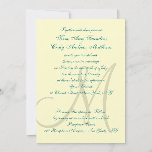 Cérémonie Turquoise Modern Wedding Invitations (Dos)