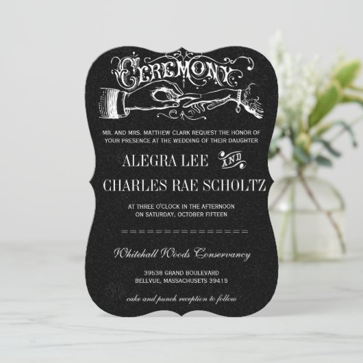 Cérémonie Typographie Chalkboard Invitations (Debout devant)
