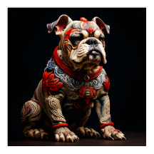 Ceremoniële Bulldog in krijger kleding