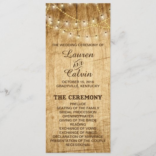 Ceremonieprogramma voor landbruiloft met licht programma (Voorkant)