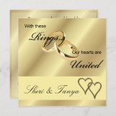 Ceremony Mariage Invitation Gold Rings (Devant / Derrière)