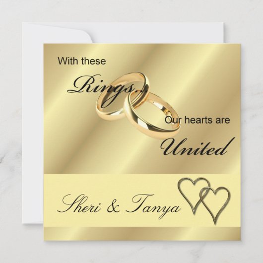 Ceremony Mariage Invitation Gold Rings (Devant)