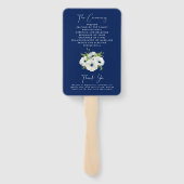 Ceremony Program Wedding | Navy Blue White Floral Handwaaier (Achterkant)