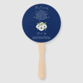 Ceremony Program Wedding | Navy Blue White Floral Handwaaier (Achterkant)