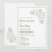 Ceremony Reception Embossed Floral Wedding Kaart (Voorkant / Achterkant)