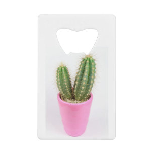 Cereus cactus in een roze pot kredietkaart flessenopener