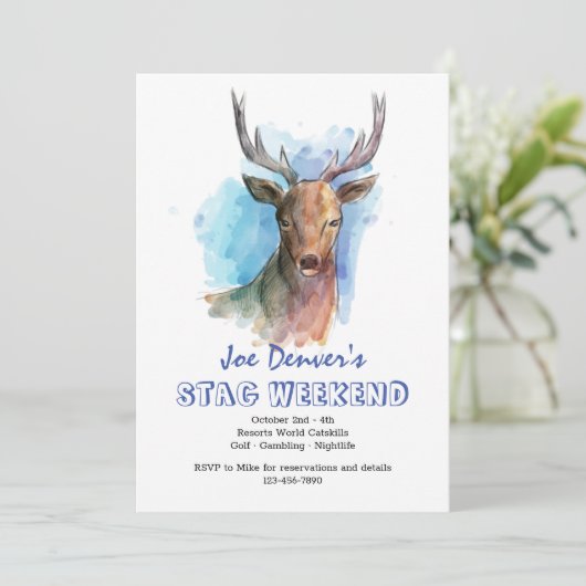 Cerf à l'aquarelle Invitation (Debout devant)