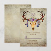 Cerf Antler Crâne Russe Mariage campagnard RSVP (Devant / Derrière)