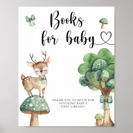 Cerf aquarelle - livres pour bébé affiche (Devant)