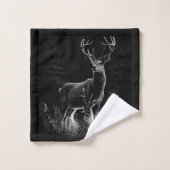 Cerf aux bois encadrés par champ et arbre (Gant de toilette)