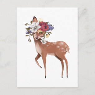 Cerf Avec Carte Postale Florale