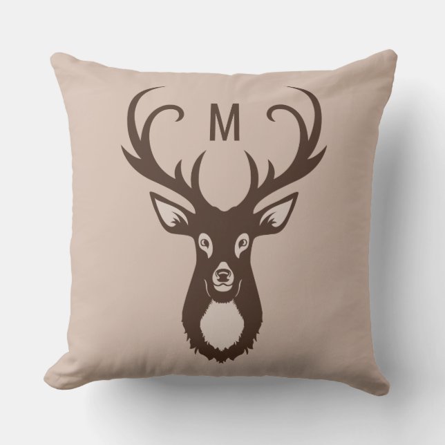 Cerf avec ton Monogramme lancer des oreillers (Recto)