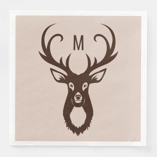 Cerf avec vos serviettes en papier Monogram (Devant)