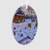 Cerf Cabine D'Hiver Dans La Scène De Noël De Neige (devant)