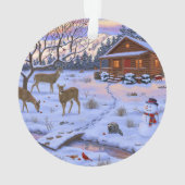 Cerf Cabine D'Hiver Dans La Scène De Noël De Neige (dos)