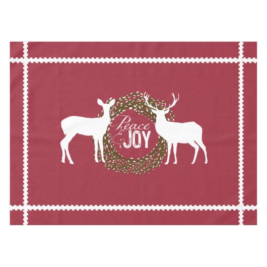 Cerf Cranberry Red Peace Joy Wreath Nappe (Devant (Horizontal))
