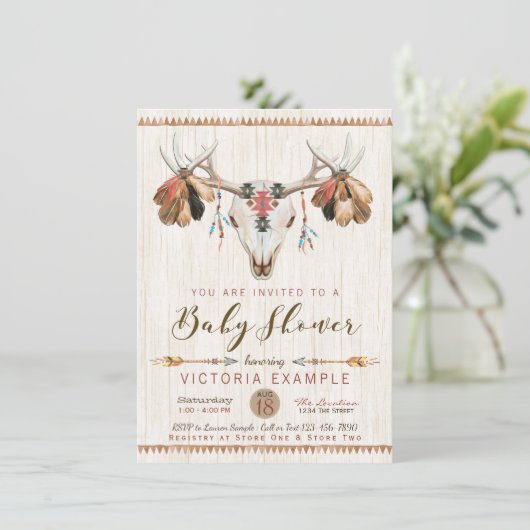 Cerf Crâne Antler Baby Shower Invitations (Debout devant)