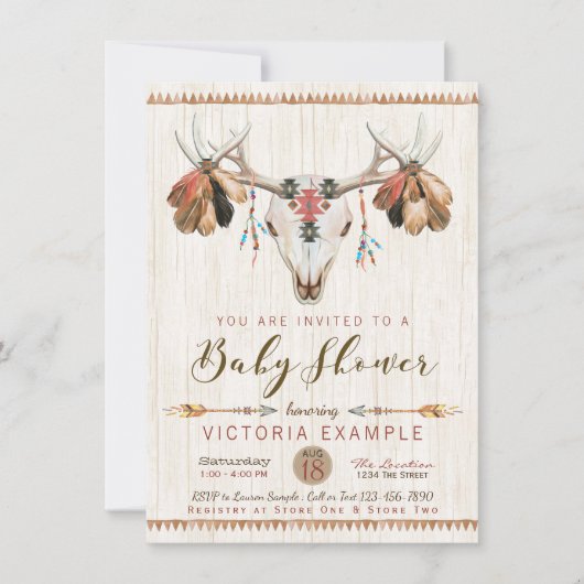 Cerf Crâne Antler Baby Shower Invitations (Devant)