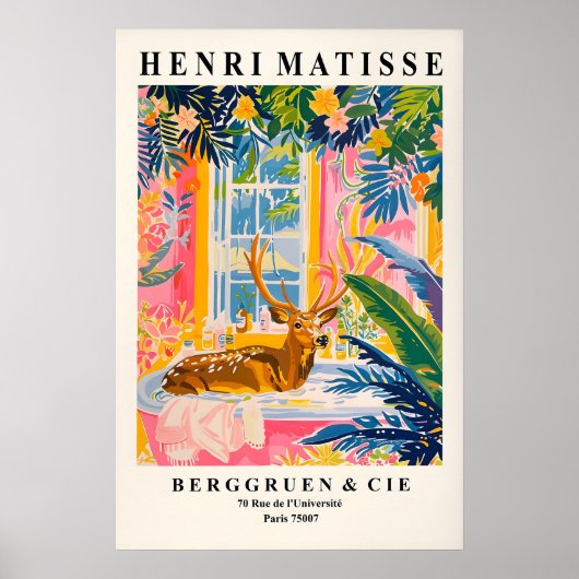 Cerf dans la baignoire affiche drôle, impression d (Devant)