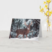 Cerf dans la carte de voeux de neige (Fleur jaune)