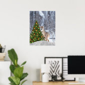 Cerf dans la forêt avec une affiche de vacances d' (Bureau à domicile)