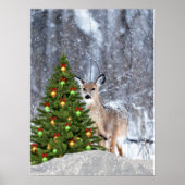 Cerf dans la forêt avec une affiche de vacances d' (Devant)